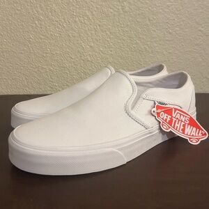 Vans White Slip On Sneakers